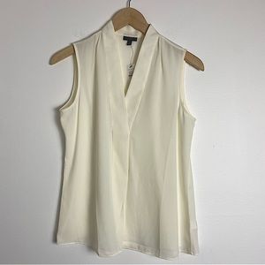 NWT Talbots V neck sleeveless blouse size S Petite sheer white